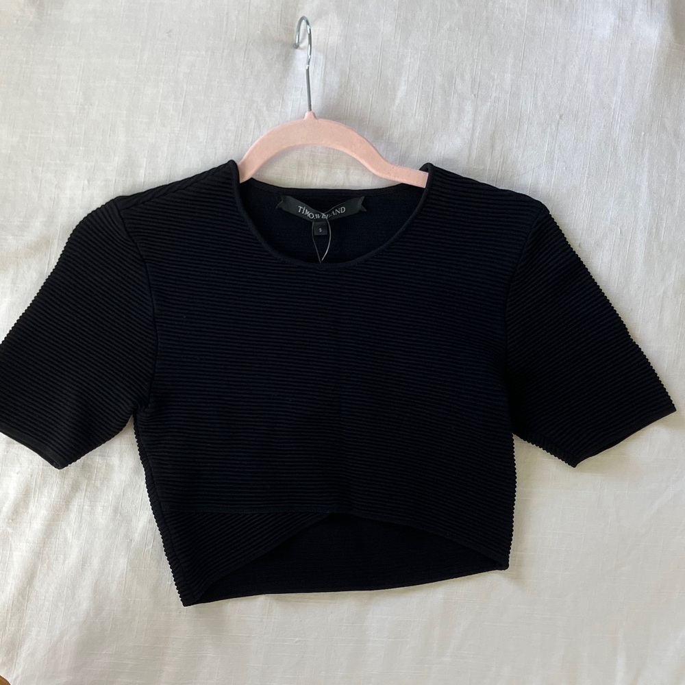 Timo Weiland Charcoal Ribbed Knit Top